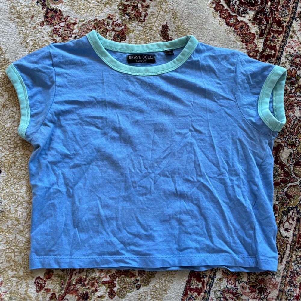 100% cotton color block crop top